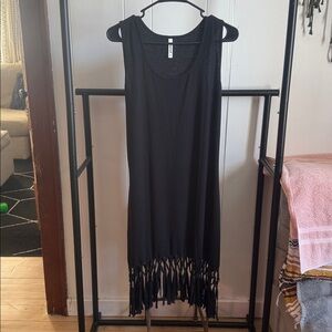 Black Fringe Sleeveless Dress